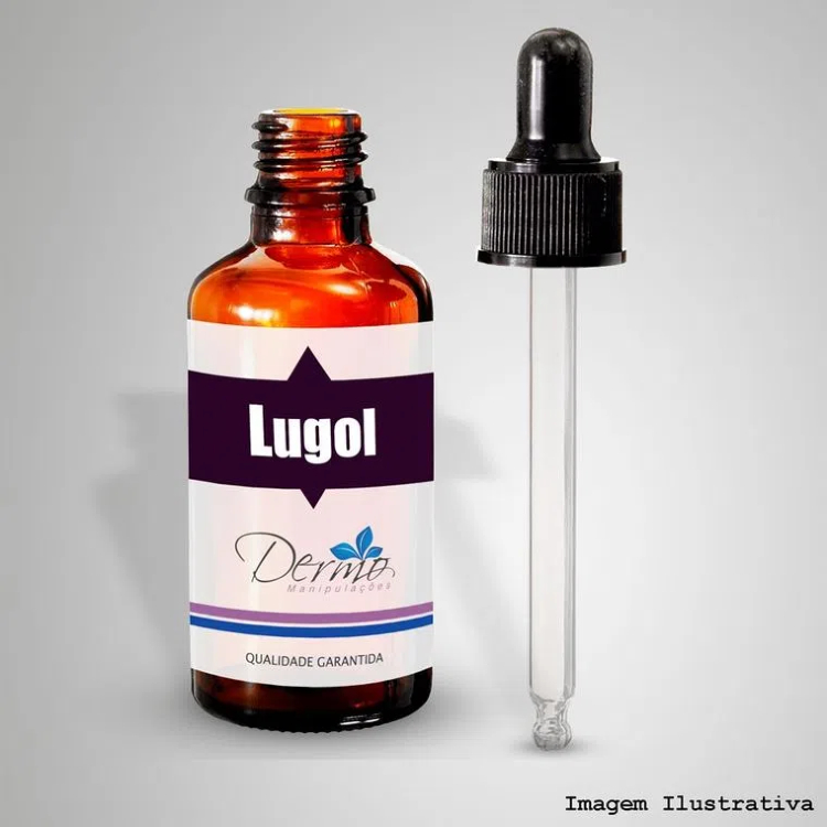 A imagem mostra um exemplo do produto lugol.